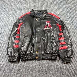 Vintage Kids Alabama Crimson Tide Leather Bomber Jacket Youth S 6/7 Red Black‎
